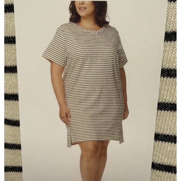Buffalo Jackson Dresses & Skirts - Black Stripe Cotton Dress Buffalo David Bitton  2X Knit Hi Low Hem Casual NWT